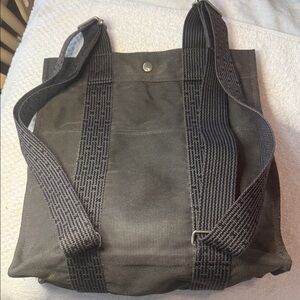 Hermès Backpack Gray Canvas Palladium Hardware